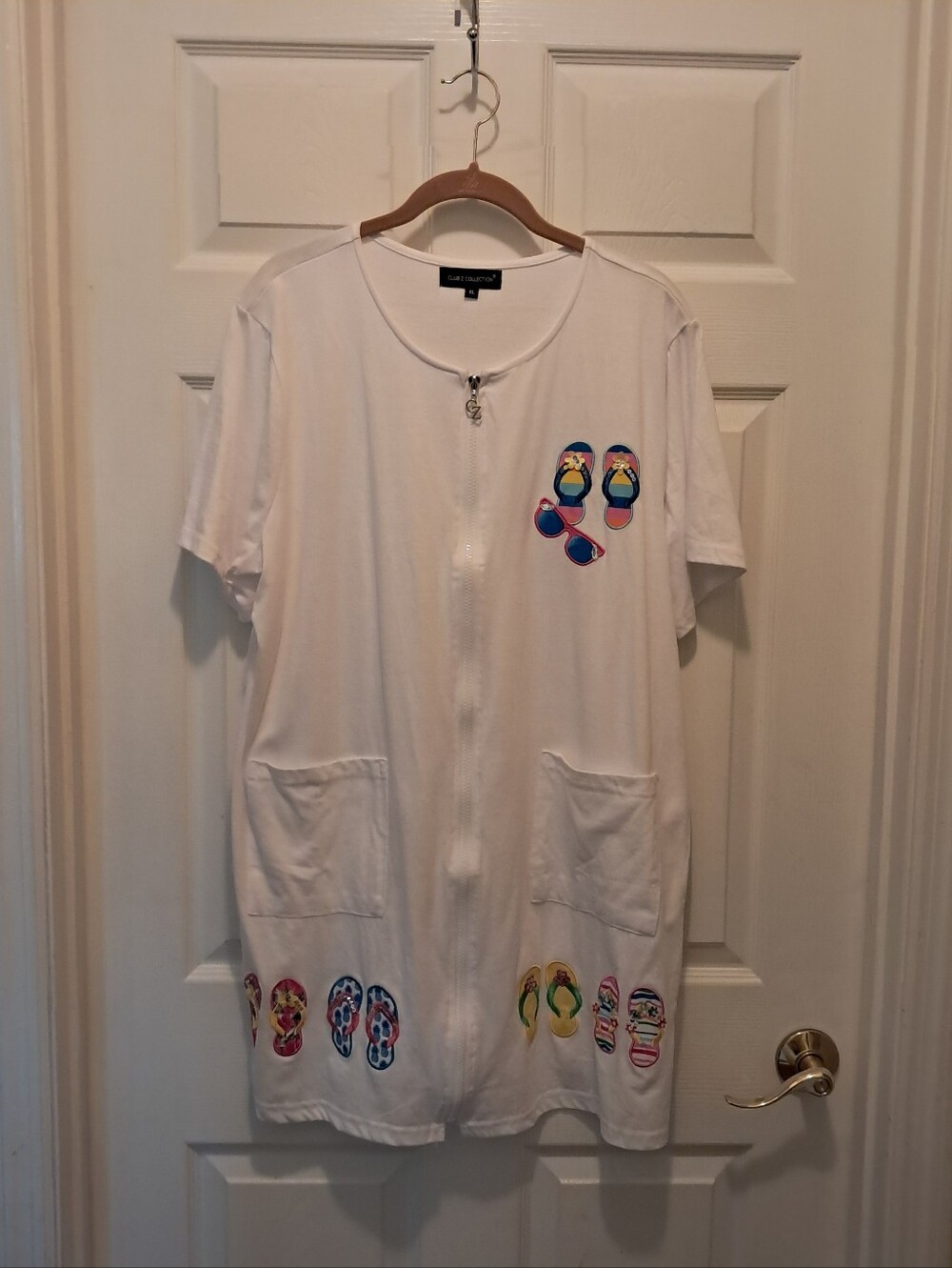 Club Z Collection‎ Embroidery Flip Flop Swim Cover Up Size XL